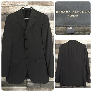 Banana Republic Modern Fit Wool Blazer Jacket Men’s 40R Gray 3 Button